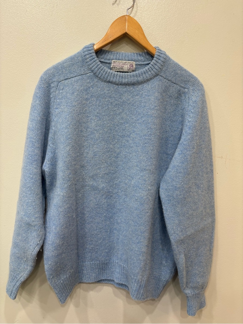 Pitlochry Wool Knitwear Shetland Blue Sweater Women’s Size Medium